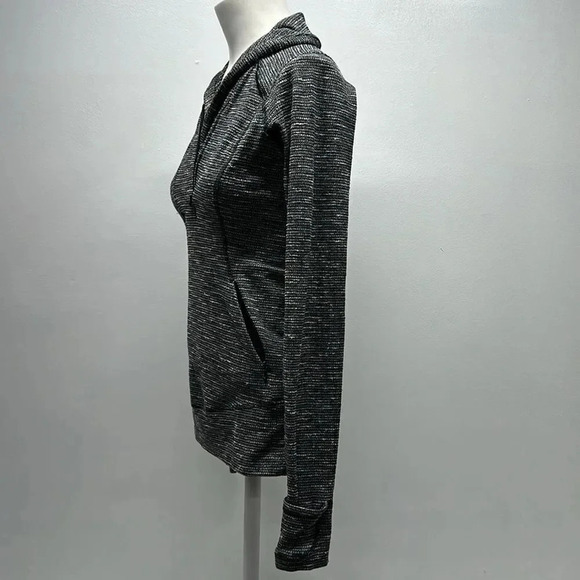 Lululemon Think Fast Pullover Long Sleeve Top Charcoal Herringbone Black Size 6 - Picture 8 of 11